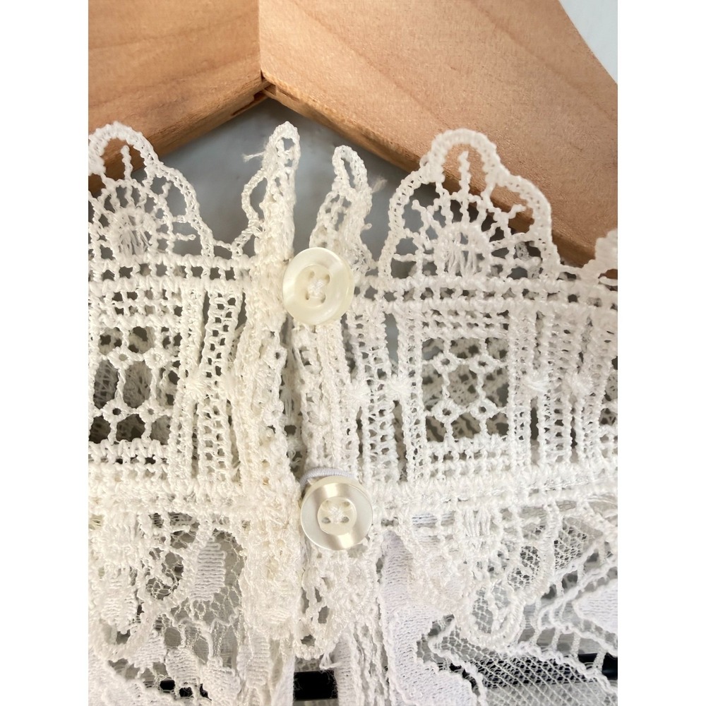 Broadway 38 Blouse Women's L White Lace Mock Neck Long Sleeve Sheer Victorian - Picture 4 of 7